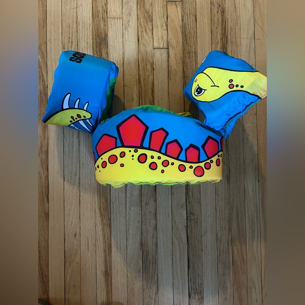 Kids Dinosaur Swim Vest - Blue and Yellow